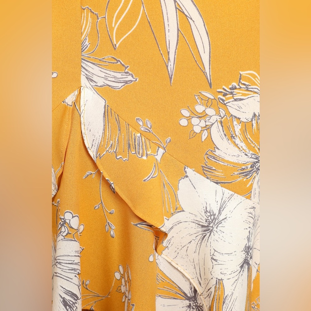 Lulus Darling Daylily Mustard Yellow Floral Print High-Low Maxi Dress - Picture 4 of 10